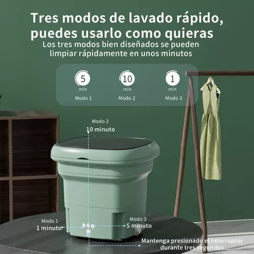 Foto 5 pulgar | Lavadora Portátil Verde de 3 Kg
