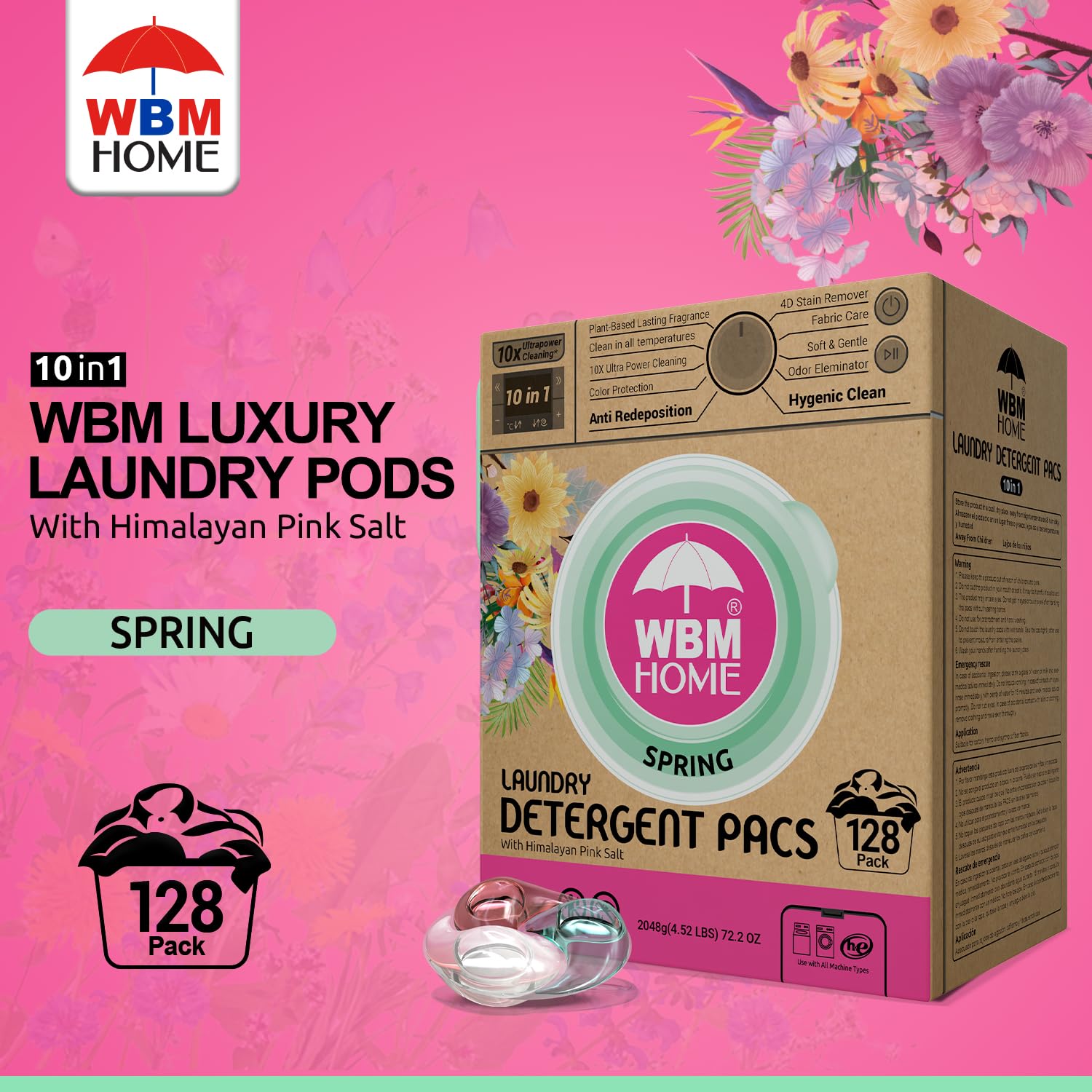 Foto 3 pulgar | Detergente En Cápsulas Wbm Home Spring Fragrance, 128 Unidades - Venta Internacional.