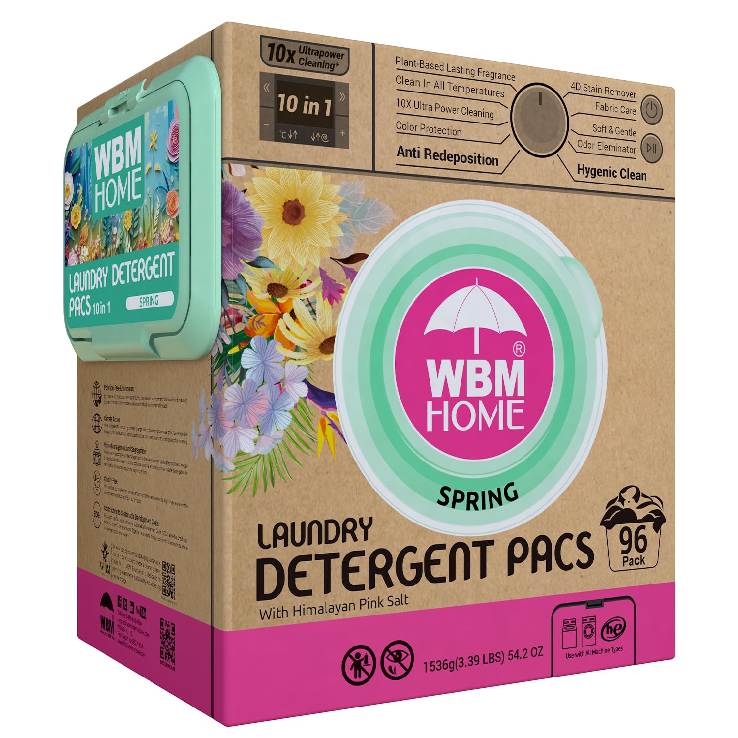 Foto 2 pulgar | Detergente En Cápsulas Wbm Home Spring Fragrance 96 Unidades - Venta Internacional.