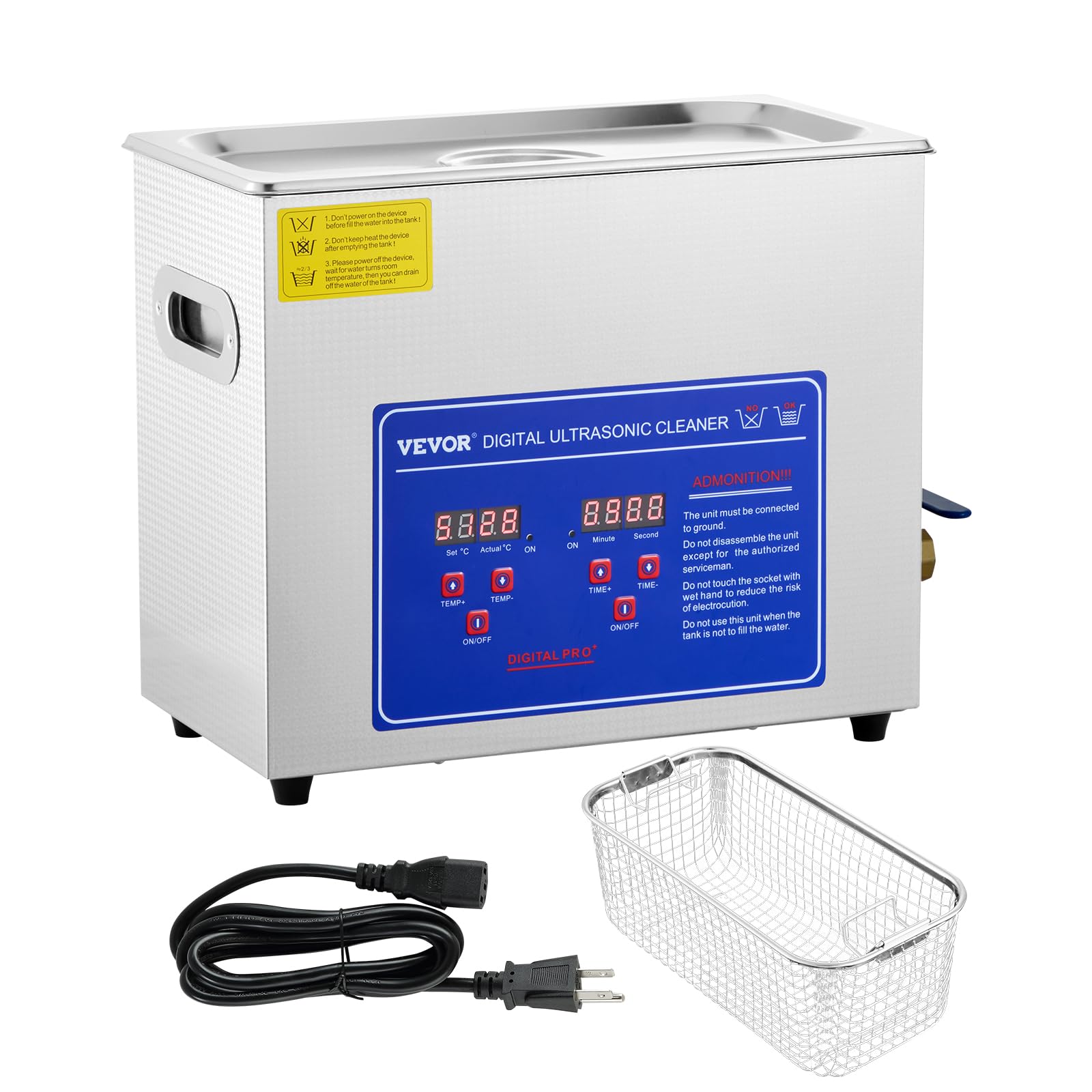 Limpiador Ultrasónico Vevor 6l 40khz Con Temporizador Y Calentador 110v 180w - Venta Internacional.