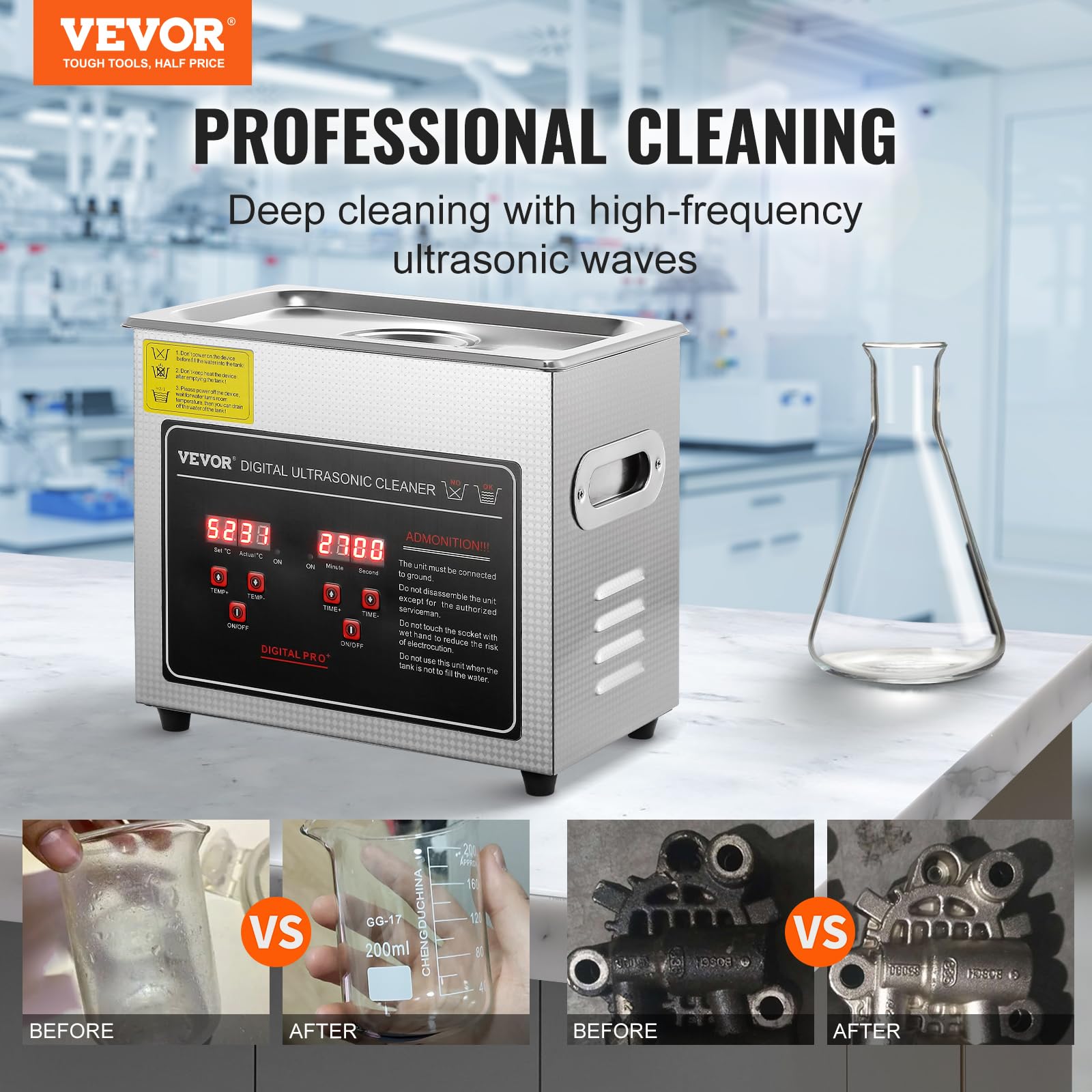 Foto 3 pulgar | Máquina De Limpieza Ultrasónica Vevor Professional 3l Con Temporizador Y Calentador - Venta Internacional.