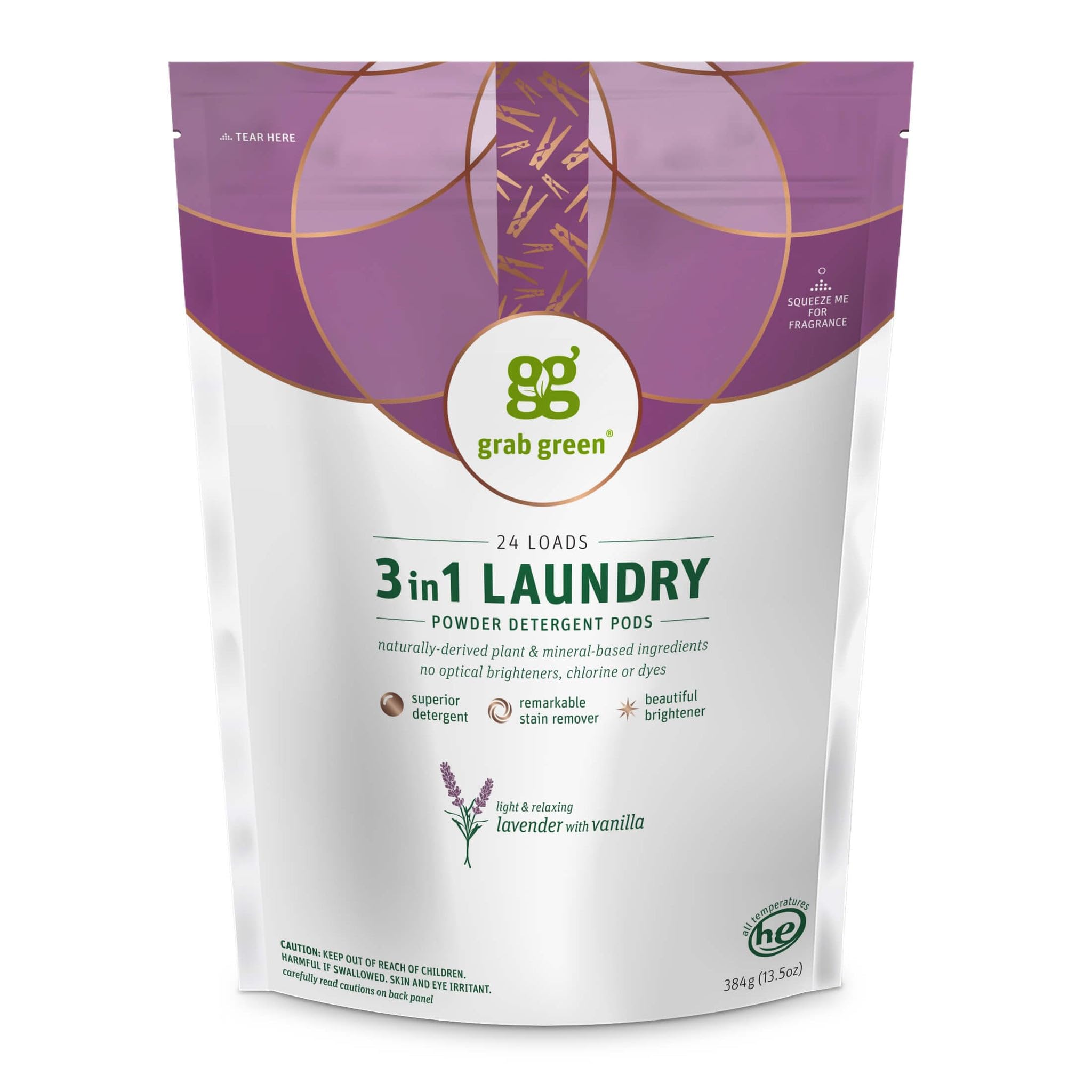 Detergente Para Ropa Pods Grab Green 3 En 1 Lavender Vanilla 24 - Venta Internacional. $414