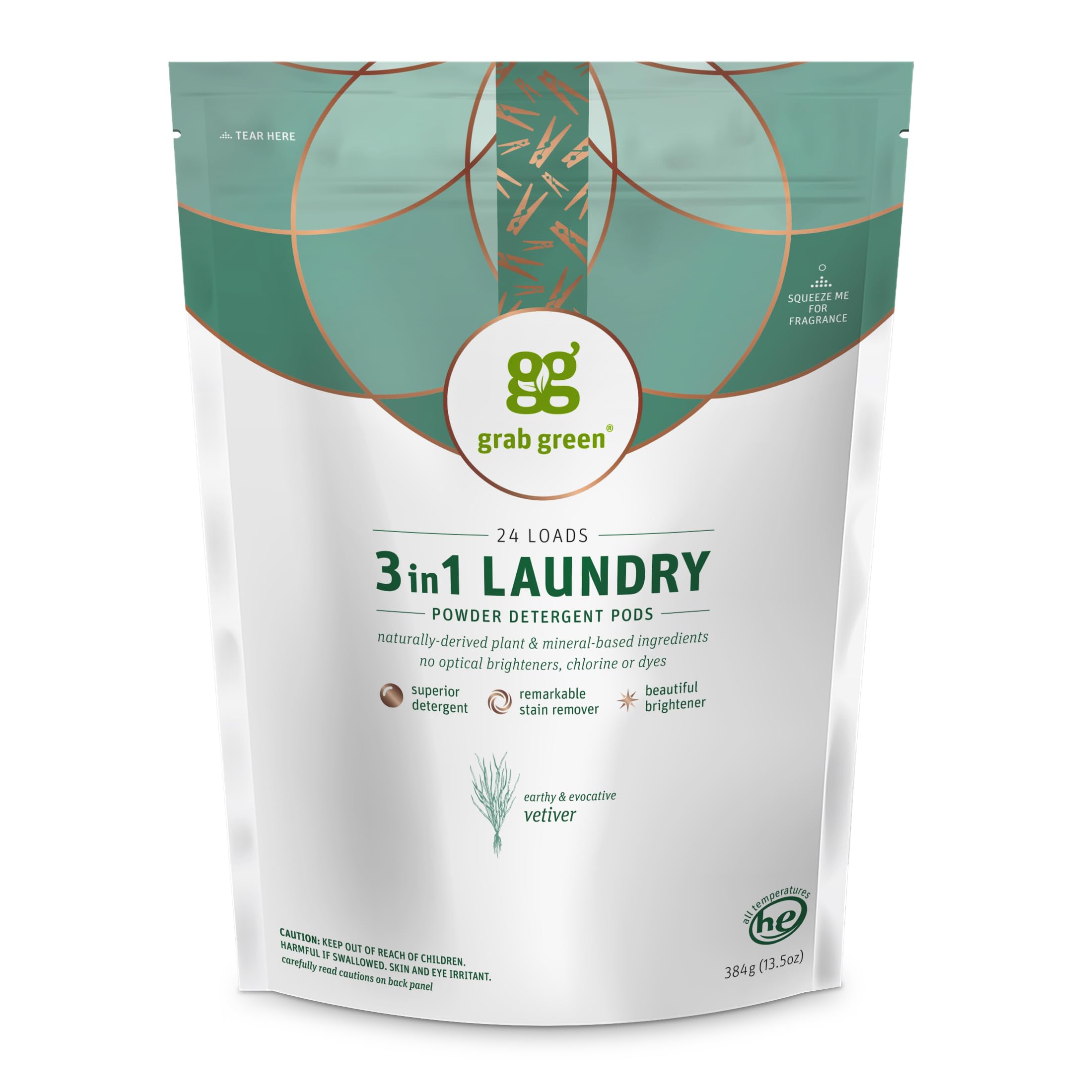Detergente Para Ropa Pods Grab Green 3 En 1 Con Aroma A Vetiver, 24 Unidades - Venta Internacional.