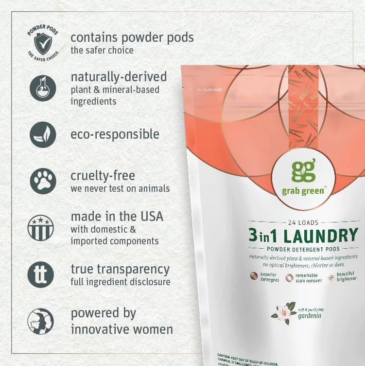 Foto 3 | Detergente Para Ropa Pods Grab Green 3 En 1 Gardenia Scent 24 - Venta Internacional.