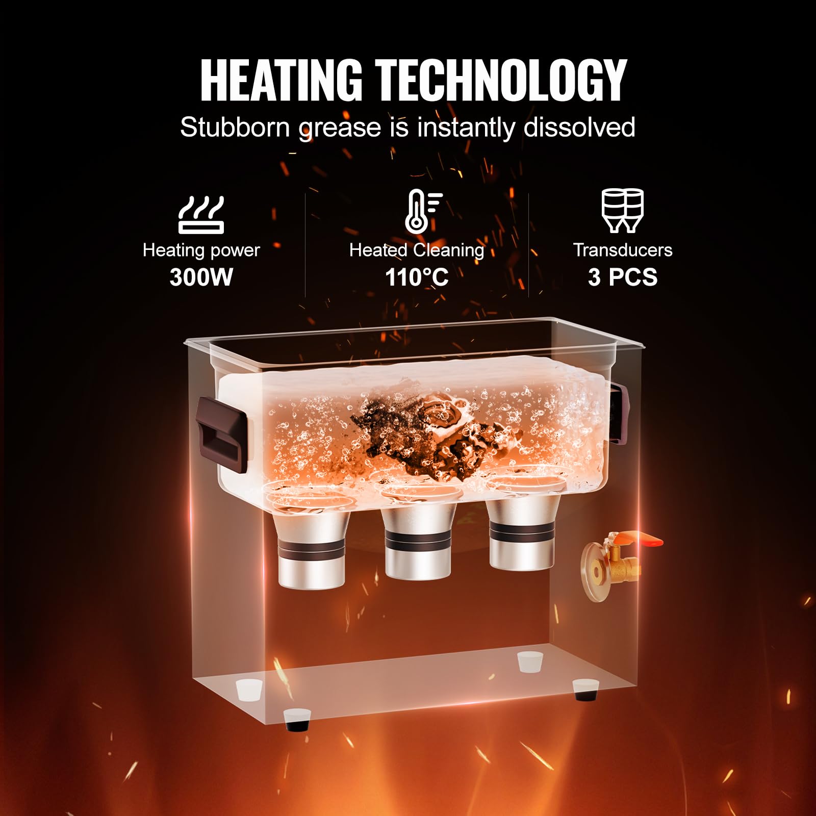 Foto 4 pulgar | Limpiador Ultrasónico Vevor 6l Con Calentador  Temporizador Y Cesta De 180 W - Venta Internacional.