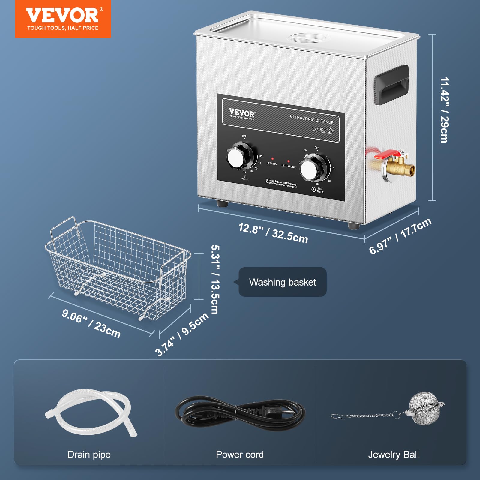 Foto 7 | Limpiador Ultrasónico Vevor 6l Con Calentador  Temporizador Y Cesta De 180 W - Venta Internacional.