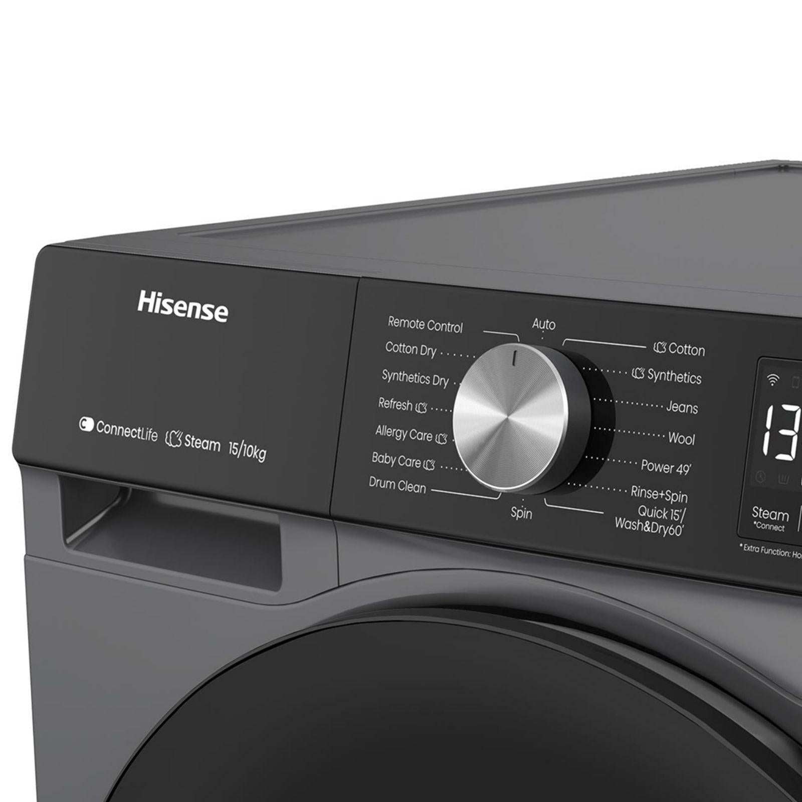 Foto 5 pulgar | Lavasecadora Inverter Hisense 15 Kilos Carga Frontal Gris Wd3s1543bt