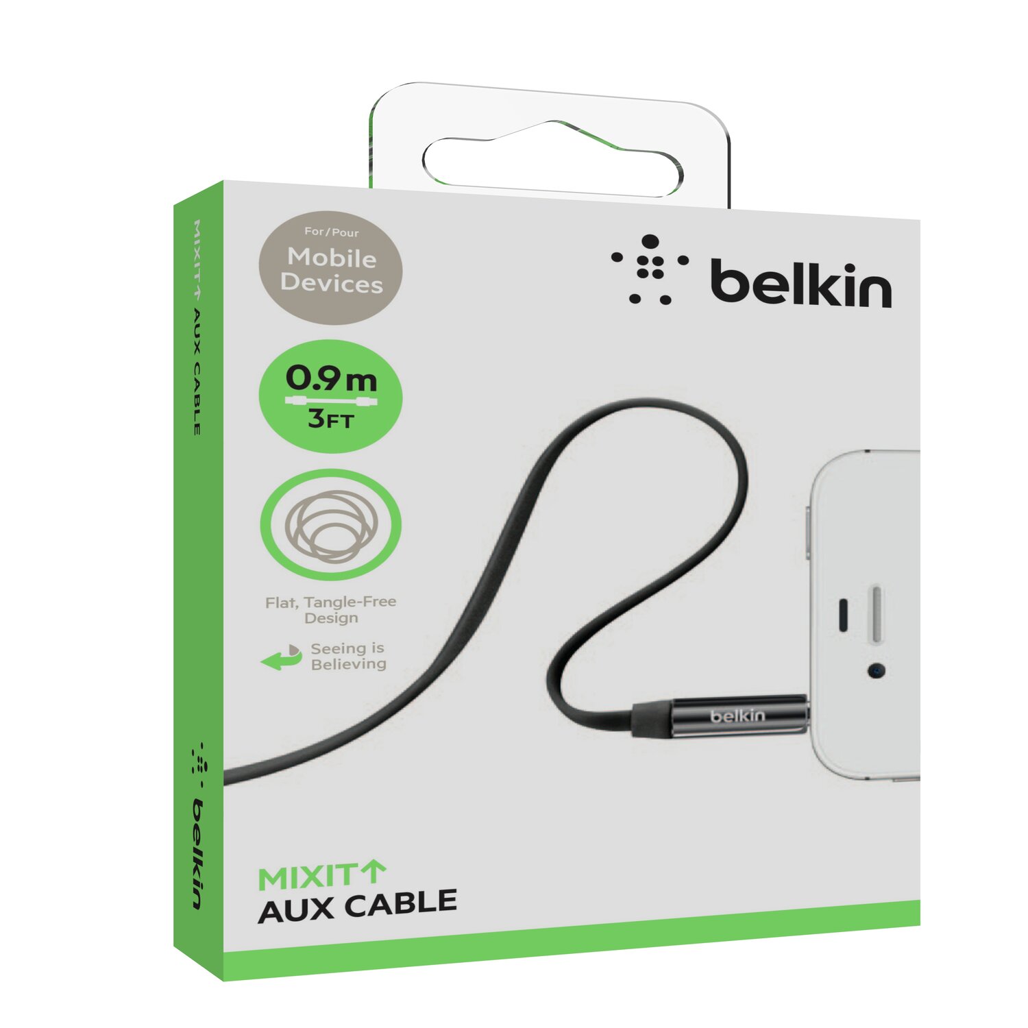 Foto 3 pulgar | Cable Auxiliar Audio Plug 3.5 Color Negro 1.2 M Marca Belkin