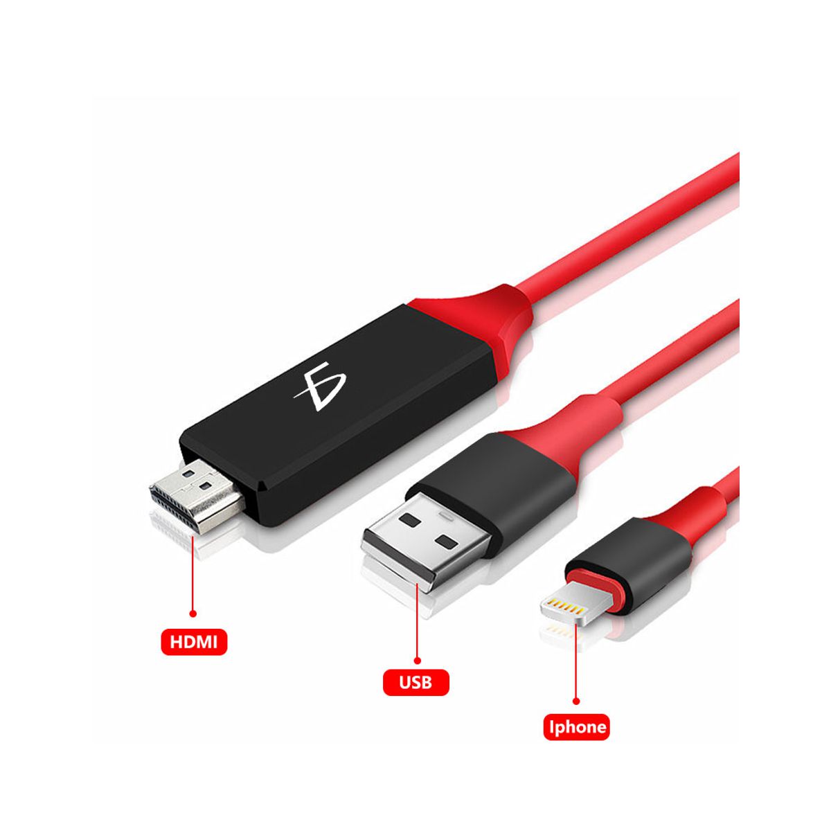 Foto 3 pulgar | Cable Adaptador De Lightning A Hdmi Elegate Wi39 Rojo