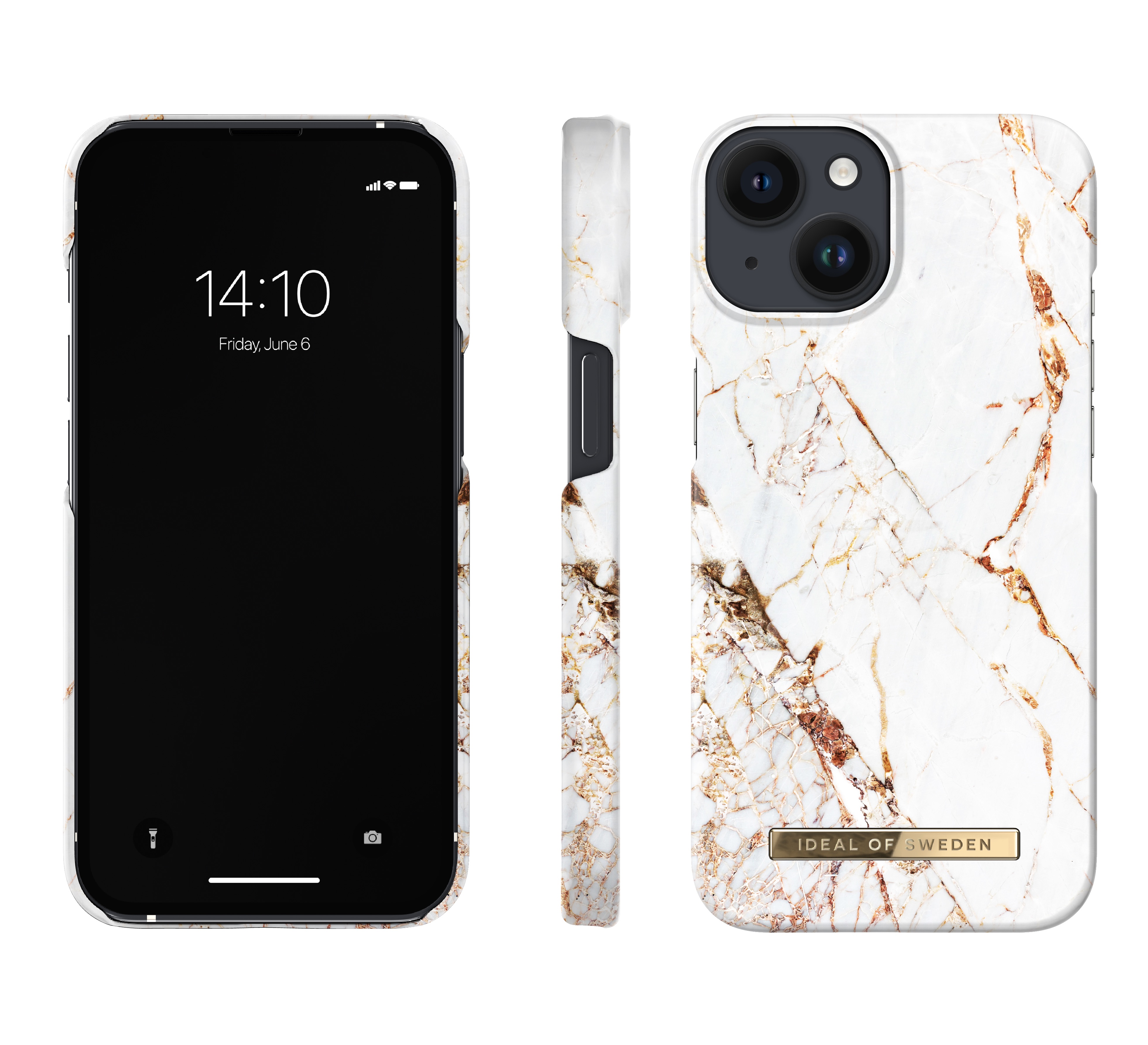 Foto 3 pulgar | Fashion Case iPhone 14 -iDeal of Sweden Carrara Gold Magsafe