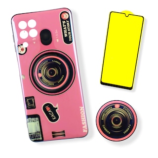 Foto 1 | Kit Triche para Samsung Galaxy A22 4g Case Cámara color Rosa + So + Cristal 9d