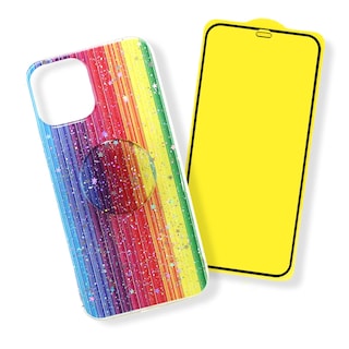 Foto 1 | Kit Triche para iPhone 12 Pro Max Case Arcoíris + So + Cristal 9d
