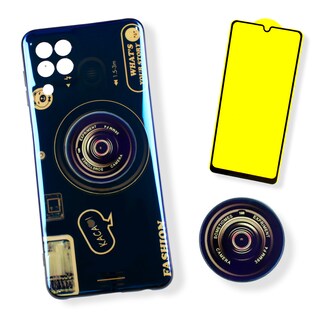 Foto 1 | Kit Triche para Samsung Galaxy A22 4g Case Cámara color Negro tornasol + So + Cristal 9d