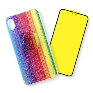 Foto 1 | Kit Triche para iPhone Xr Case Arcoíris + So + Cristal 9d