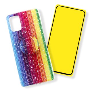 Foto 1 | Kit Triche para Samsung Galaxy A51 Case Arcoíris + So + Cristal 9d