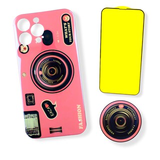 Foto 1 | Kit Triche para iPhone 13 Pro Max Case Cámara Rosa + So + Cristal 9D