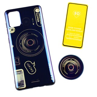 Foto 1 | Kit Triche para Samsung Galaxy A51 Case Cámara color Negro Tornasol + So + Cristal 9d