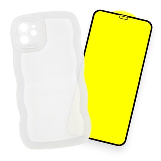 Foto 1 | Kit Triche para iPhone 11 Case Curly Blanco + Cristal 9D