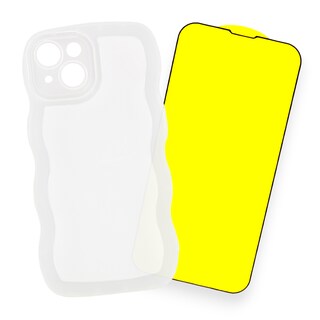 Foto 1 | Kit Triche para iPhone 14 Case Curly Blanco + Cristal 9D