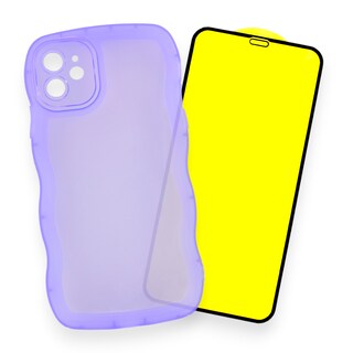Foto 1 | Kit Triche para iPhone 11 Case Curly Lila + Cristal 9D