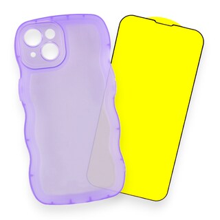 Foto 1 | Kit Triche para IPhone 14 Case Curly Lila + Cristal 9d