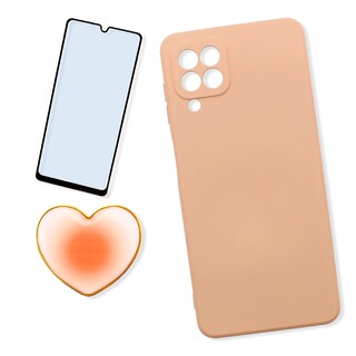 Foto 1 | Kit Triche color Rosa para Samsung Galaxy A22 4G Case Lisa + So + Cristal 9D