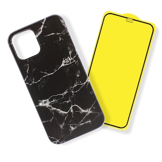 Foto 1 | Kit Triche para iPhone 12 Pro Max Case Mármol Mate Negro + Cristal 9d