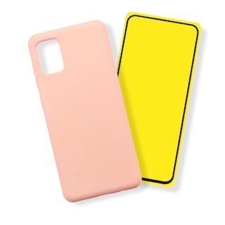 Foto 1 | Kit Triche para Samsung Galaxy A51 Case Silicón Rosa + Cristal 9d