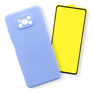 Foto 1 | Kit Triche para Xiaomi Poco X3 Case Silicón Lavanda + Cristal 9D