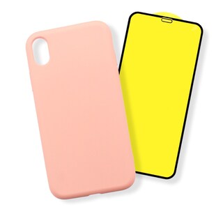 Foto 1 | Kit Triche para iPhone XR Case Silicón Rosa + Cristal 9D
