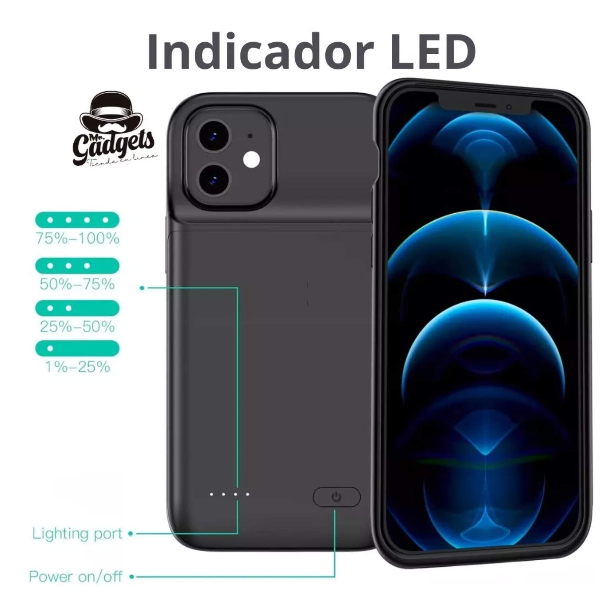 Foto 4 pulgar | Funda Cargador Powerbank 8000mah para iPhone 7/8 Plus Protección 2 en 1