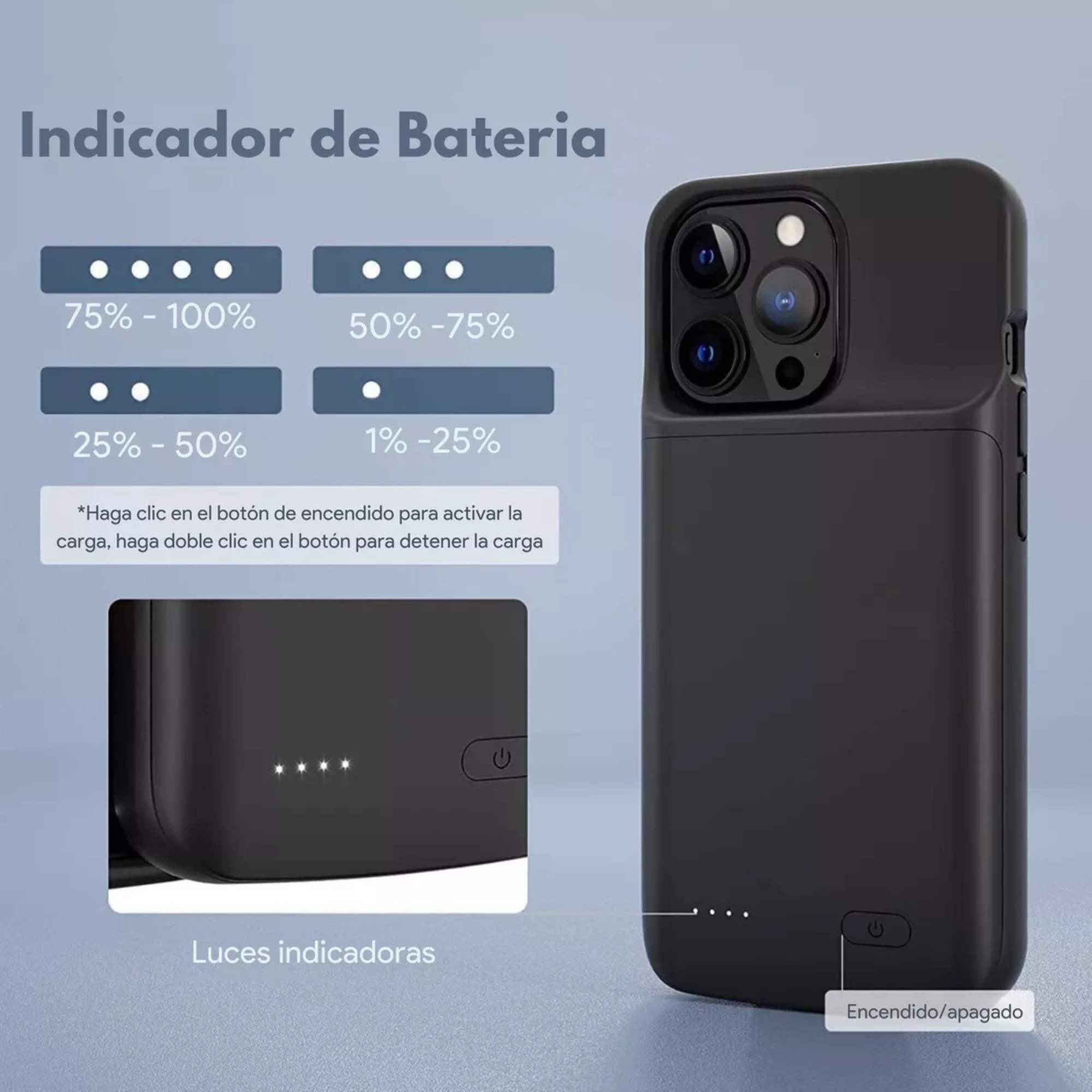 Foto 4 pulgar | Funda Cargador Powerbank 7000 Mah para iPhone 15 Plus Protección 2 en 1