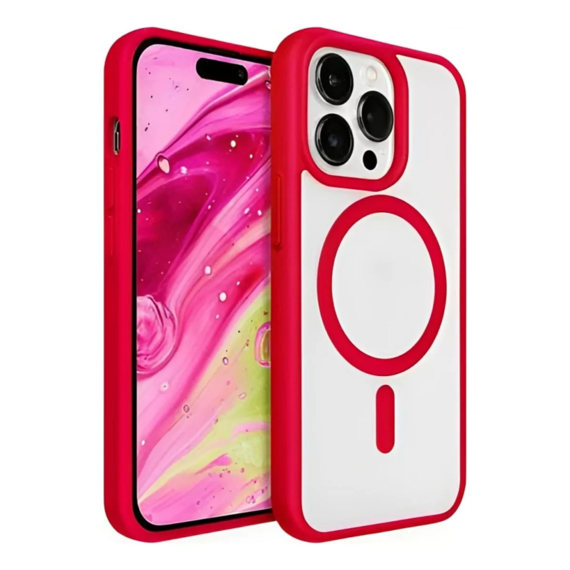 Foto 2 pulgar | Funda Transparente Clear Case Color Para Iphone 16 pro / Rojo