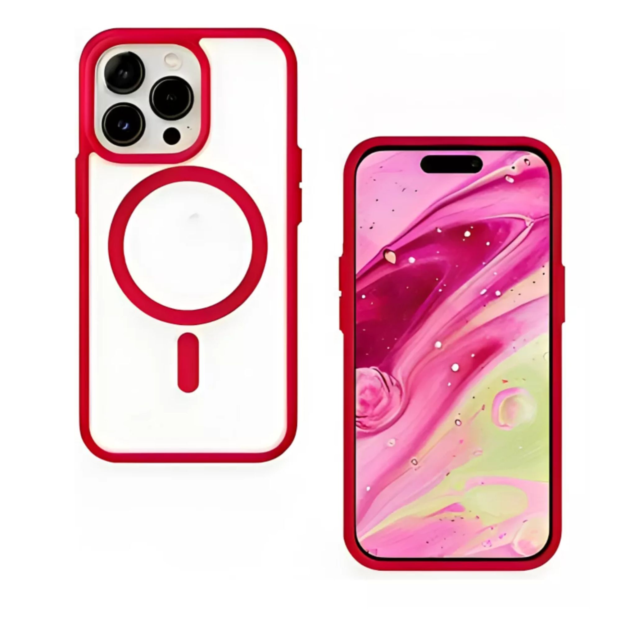 Foto 6 pulgar | Funda Transparente Clear Case Color Para Iphone 16 pro / Rojo
