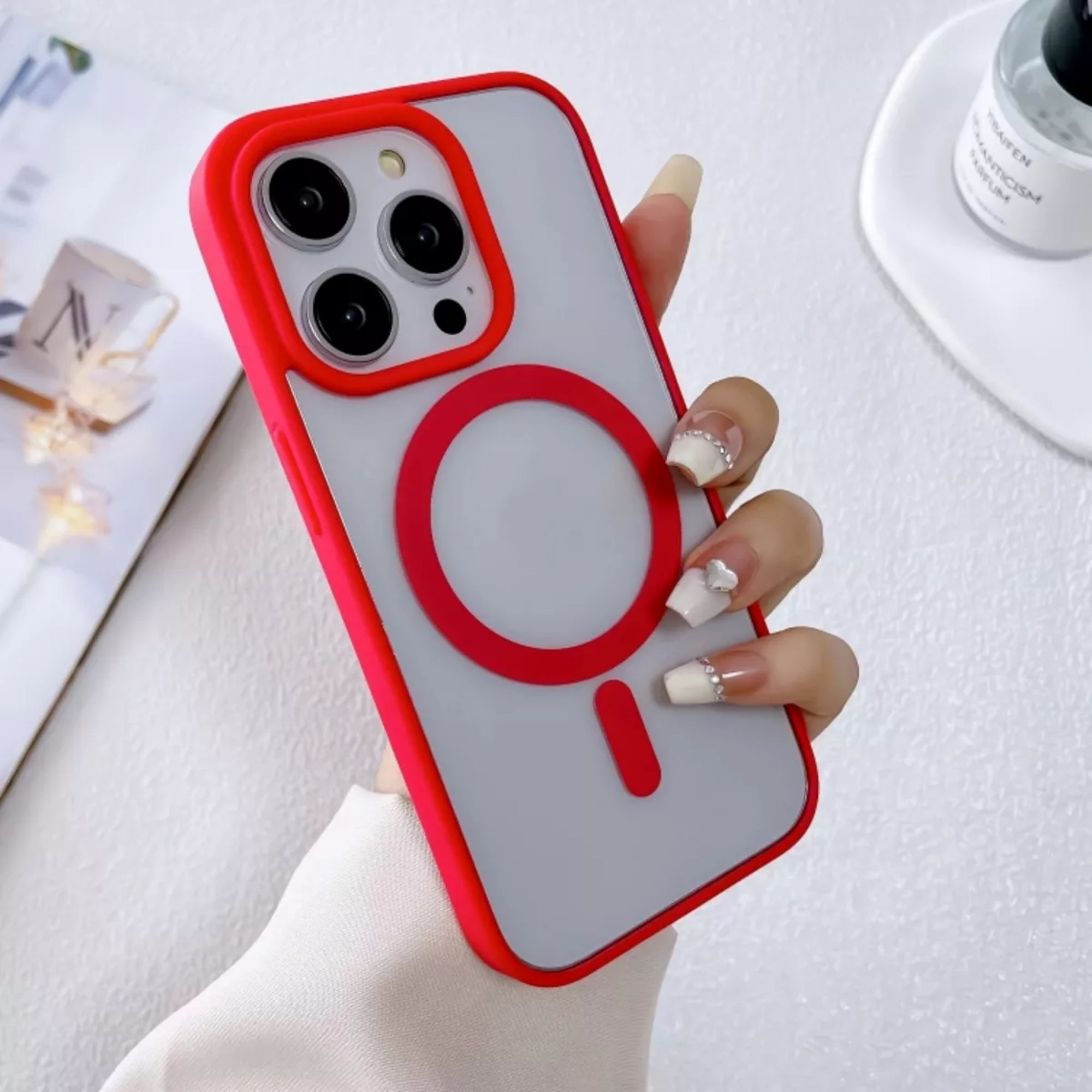Foto 7 pulgar | Funda Transparente Clear Case Color Para Iphone 16 pro / Rojo