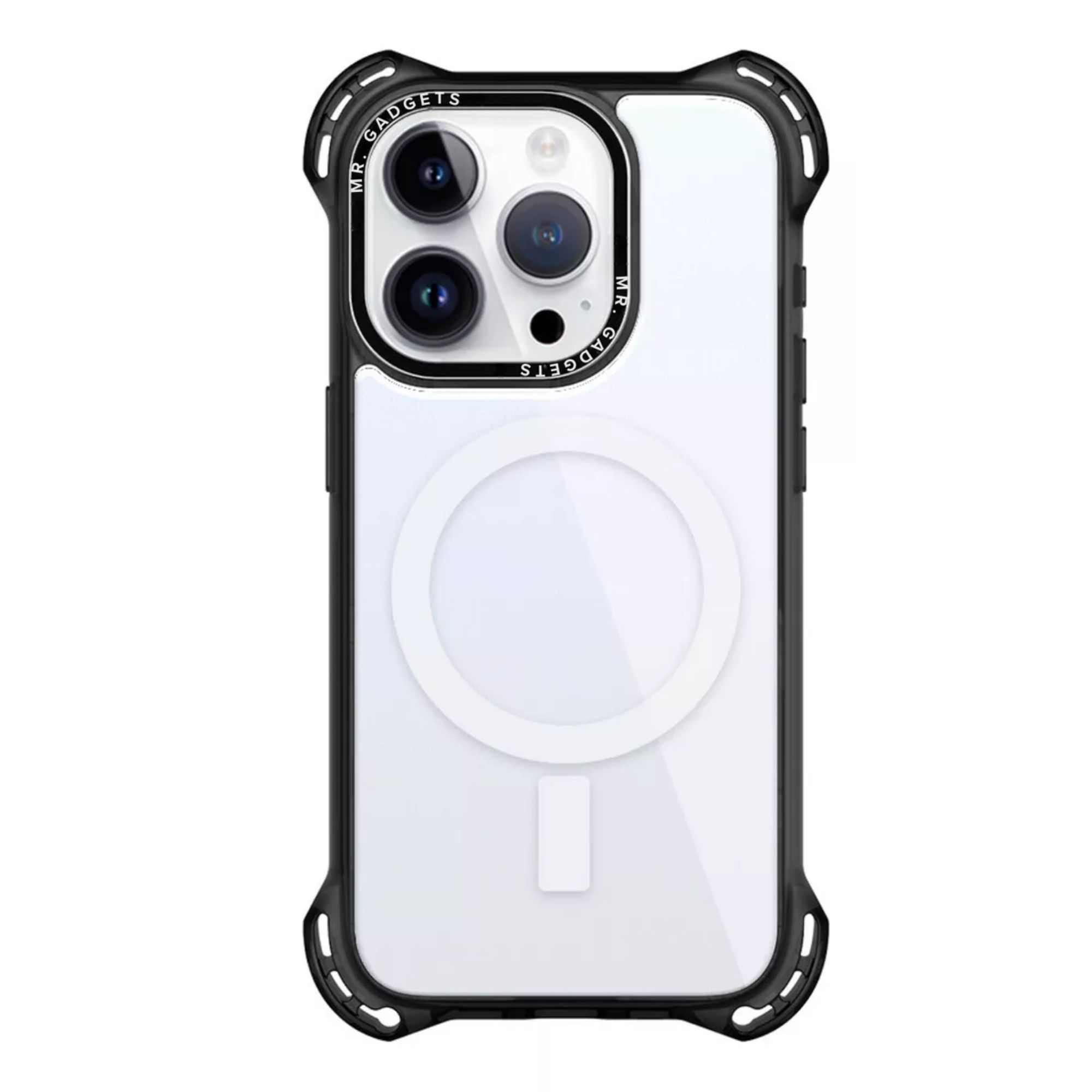 Funda Transparente Uso Rudo Ultra Bounce Para Iphone 13/14 Transparente Negro Magsafe