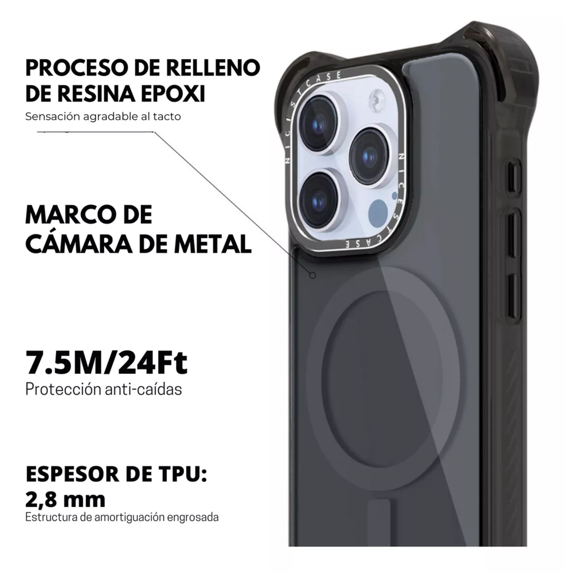 Foto 5 pulgar | Funda Transparente Uso Rudo Ultra Bounce Para Iphone 13 Pro Negro Magsafe