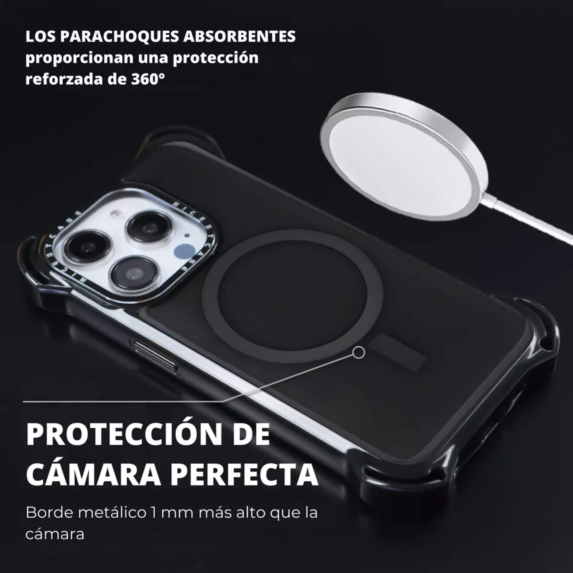 Foto 7 pulgar | Funda Transparente Uso Rudo Ultra Bounce Para Iphone 13 Pro Negro Magsafe