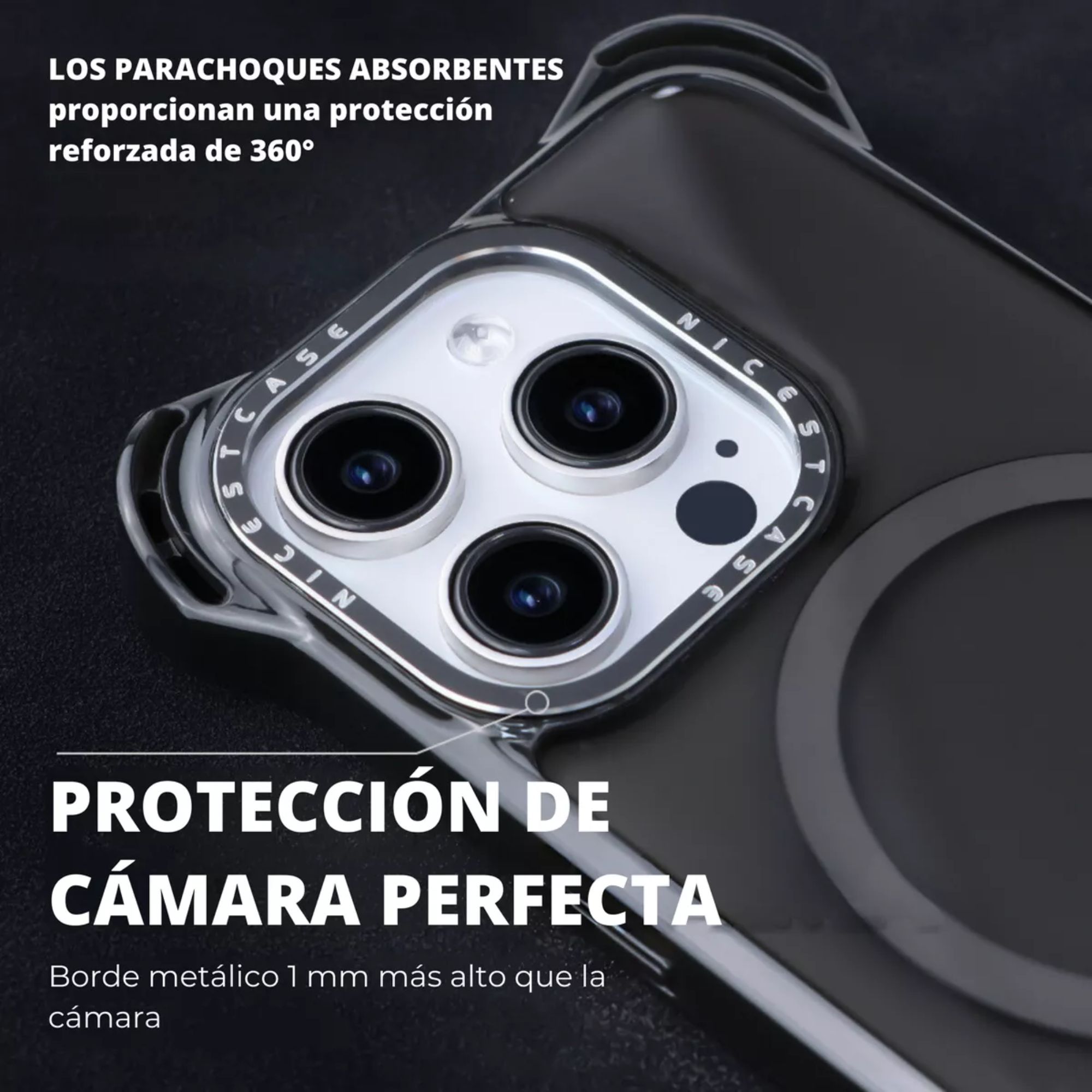 Foto 9 pulgar | Funda Transparente Uso Rudo Ultra Bounce Para Iphone 13 Pro Negro Magsafe