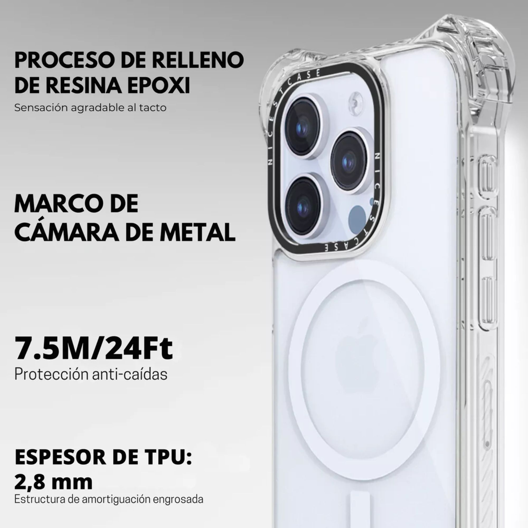 Foto 5 pulgar | Funda Transparente Uso Rudo Ultra Bounce Para Iphone 15 Transparente