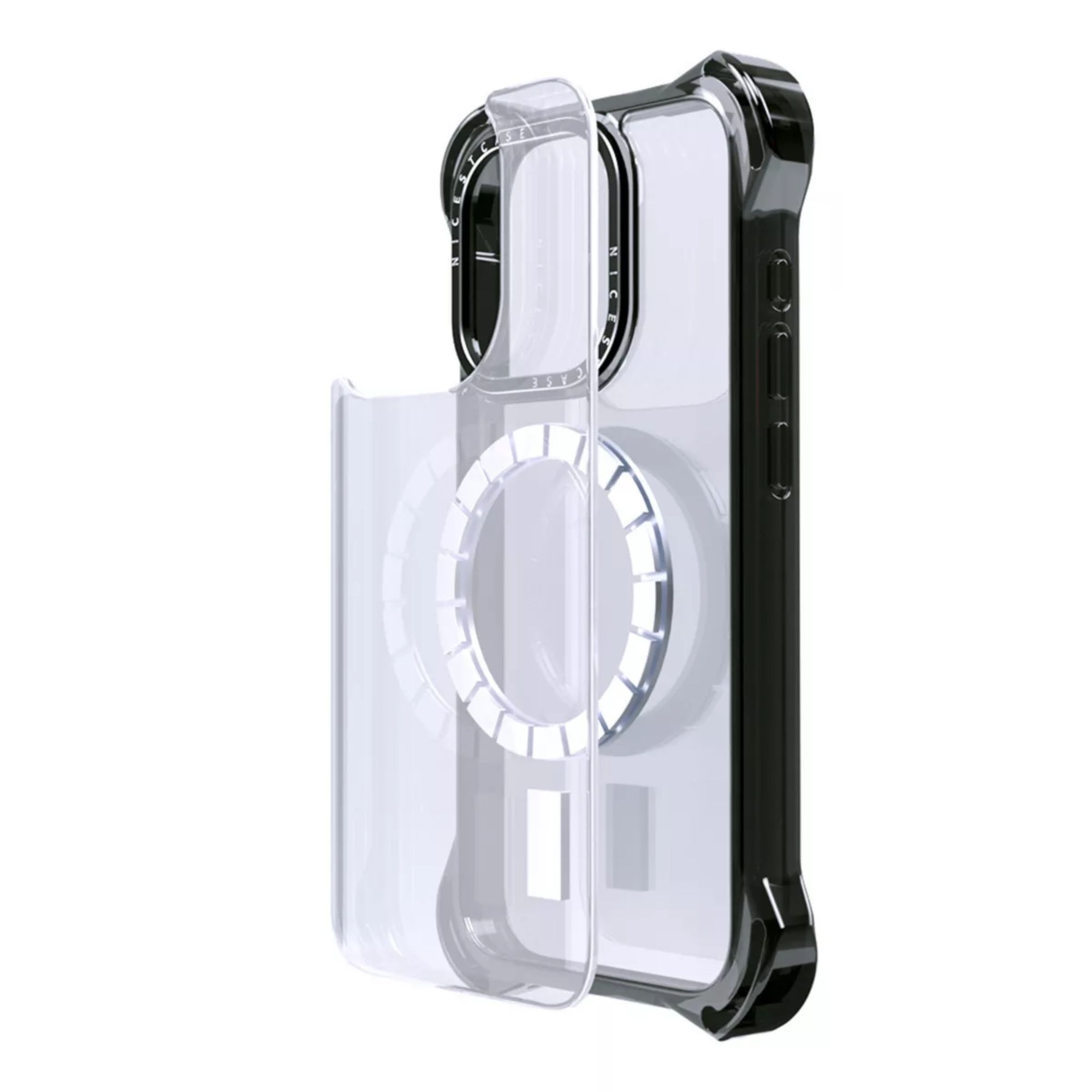 Foto 4 pulgar | Funda Transparente Uso Rudo Ultra Bounce Para Iphone 15 Pro Max Transparente Con Negro Magsafe