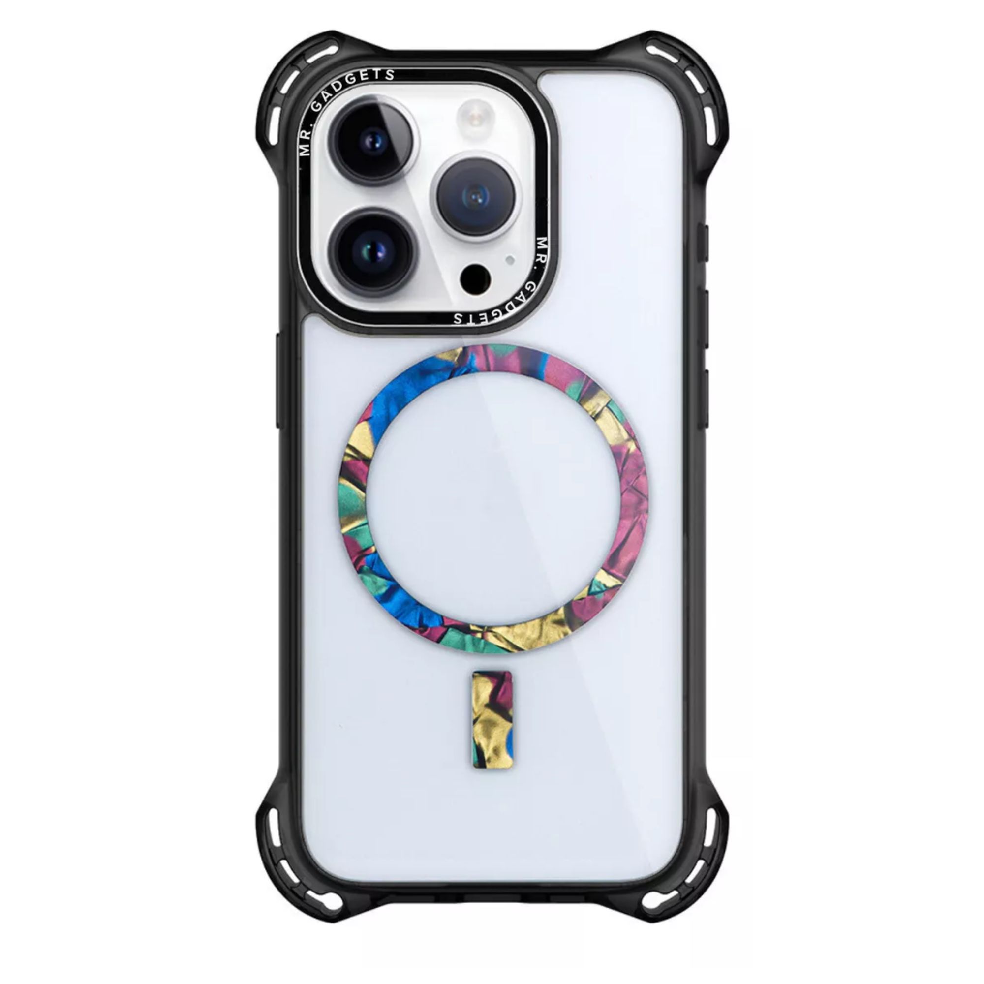 Funda Case Uso Rudo Ultra Bounce Epoxi para iPhone 13 - 14   Mr. Gadgets Coral Negro Magsafe