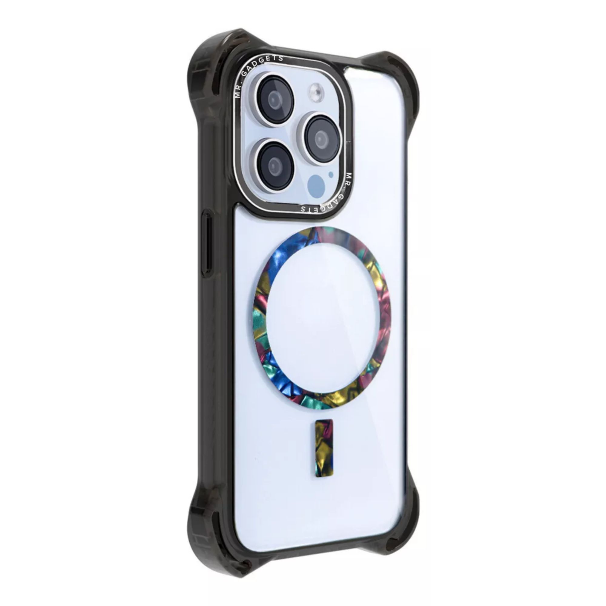 Foto 3 pulgar | Funda Case Uso Rudo Ultra Bounce Epoxi para iPhone 13 - 14   Mr. Gadgets Coral Negro Magsafe