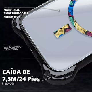 Foto 3 | Funda Case Uso Rudo Ultra Bounce Epoxi para iPhone 13 - 14 Mr. Gadgets Coral Negro Magsafe