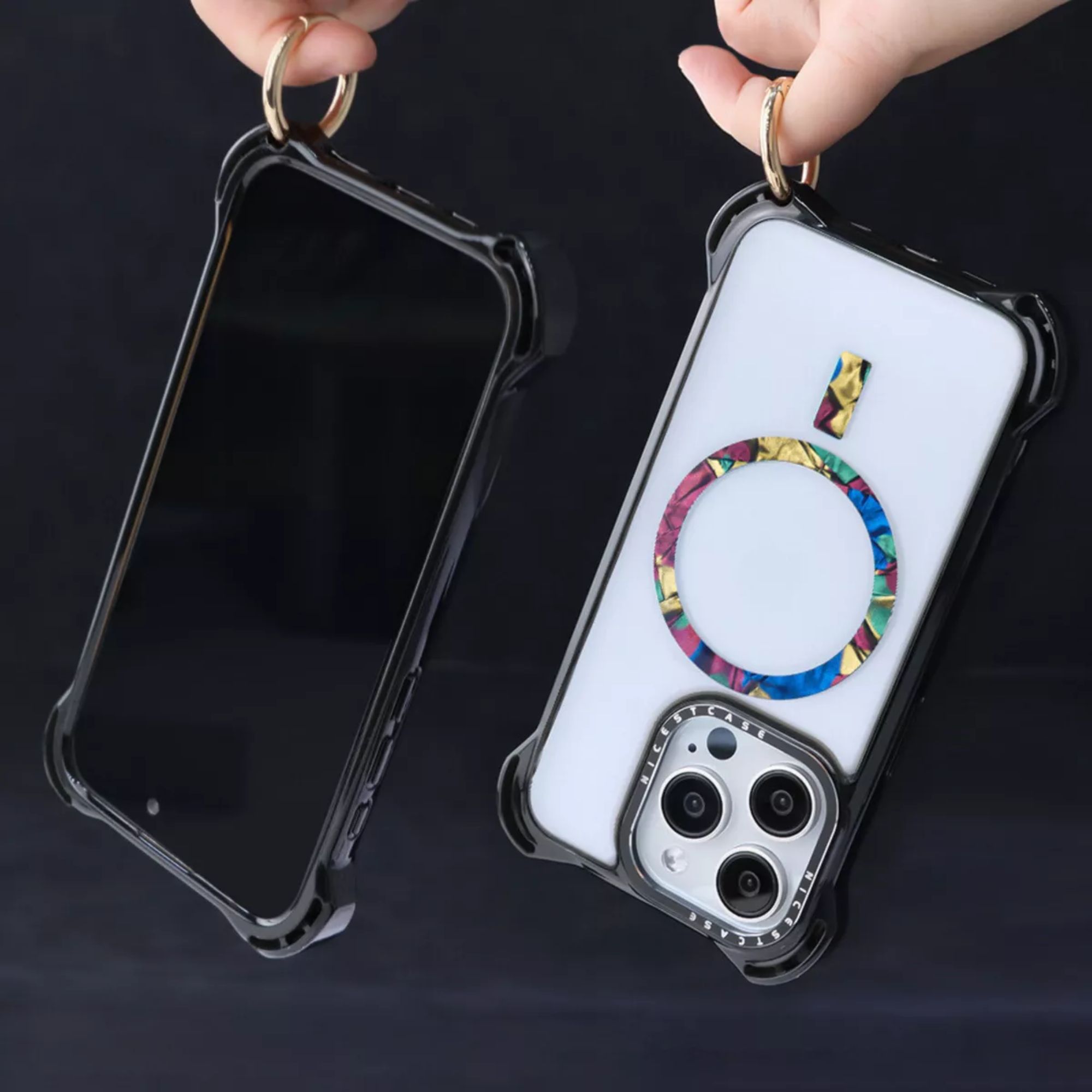 Foto 7 pulgar | Funda Case Uso Rudo Ultra Bounce Epoxi para iPhone 13 - 14   Mr. Gadgets Coral Negro Magsafe