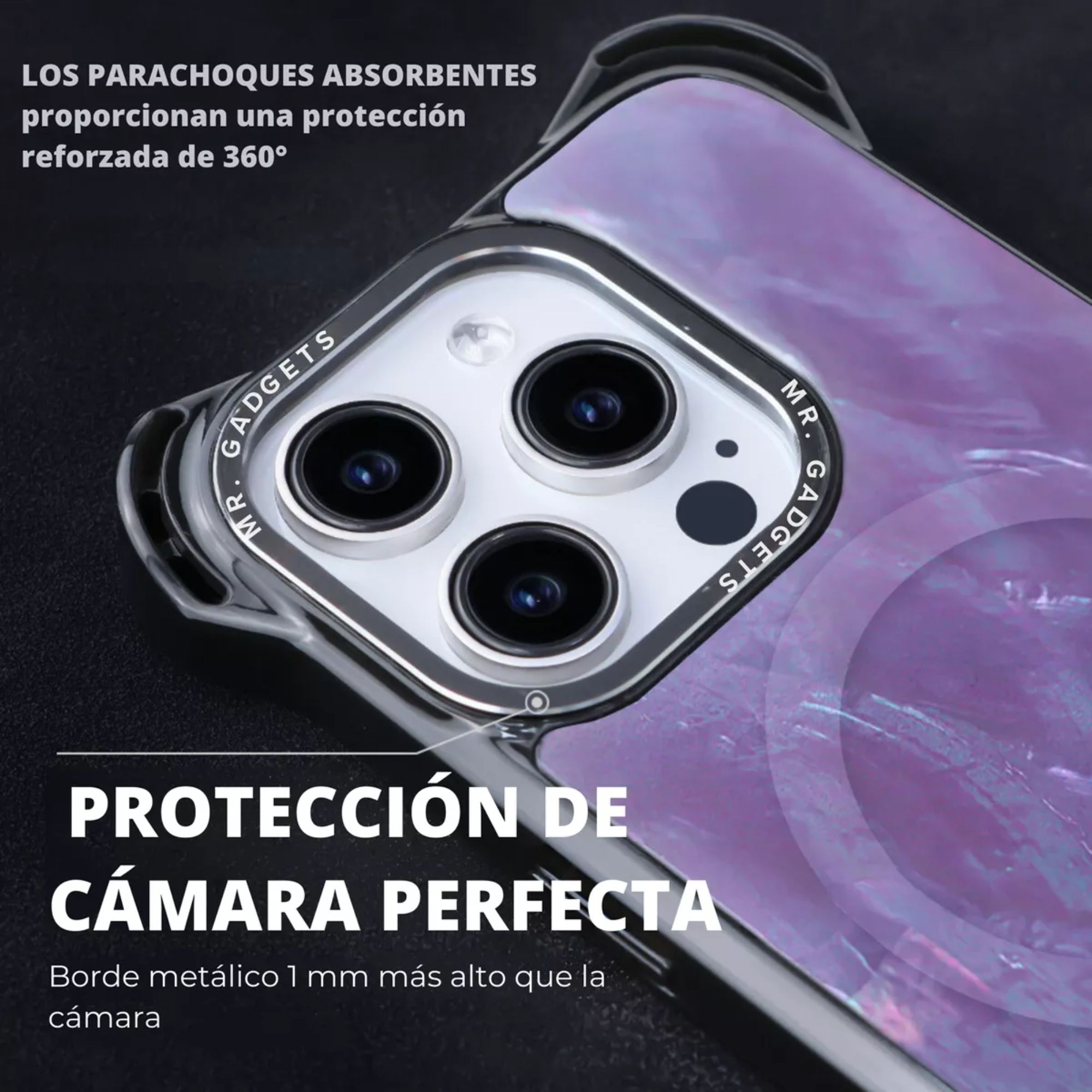 Foto 4 pulgar | Funda Uso Rudo Ultra Bounce Concha Nacar Para Iphone 13 Pro Max Concha Morada