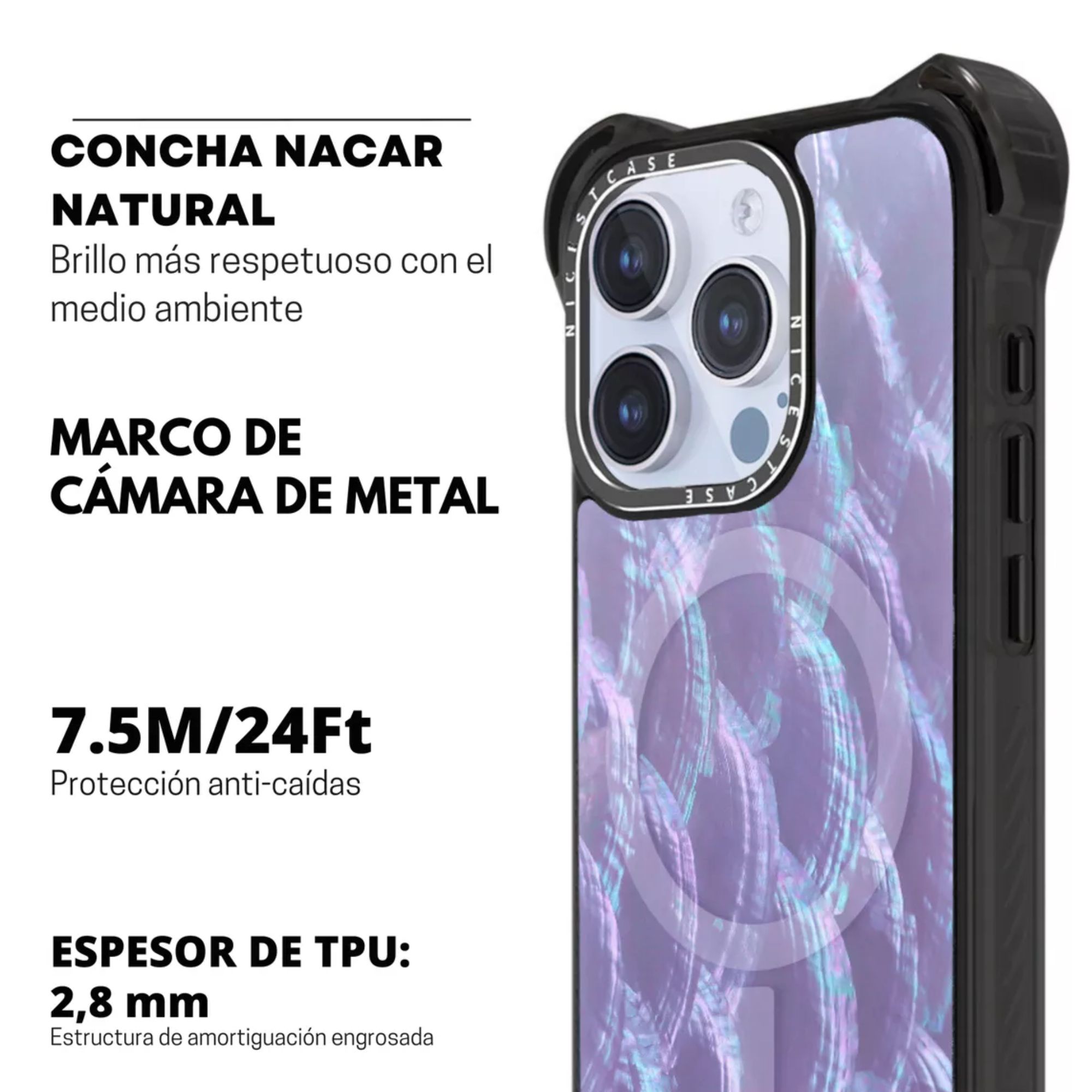 Foto 6 pulgar | Funda Uso Rudo Ultra Bounce Concha Nacar Para Iphone 13 Pro Max Concha Morada