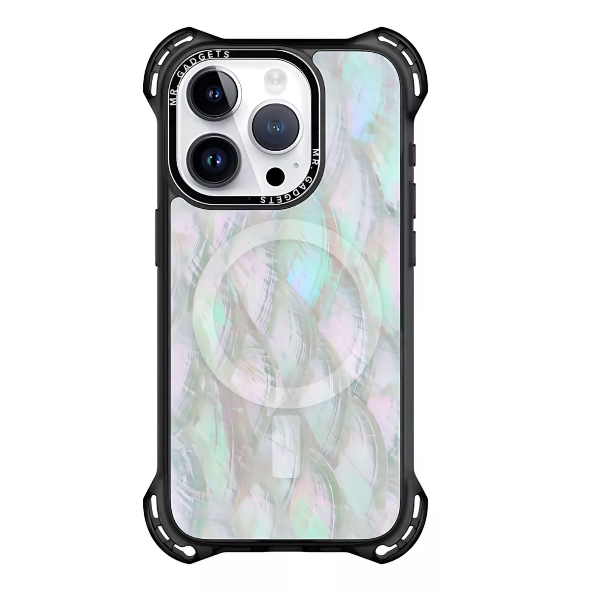 Funda Uso Rudo Ultra Bounce Concha Nacar Para Iphone 13 Pro Max / Concha Color Blanco