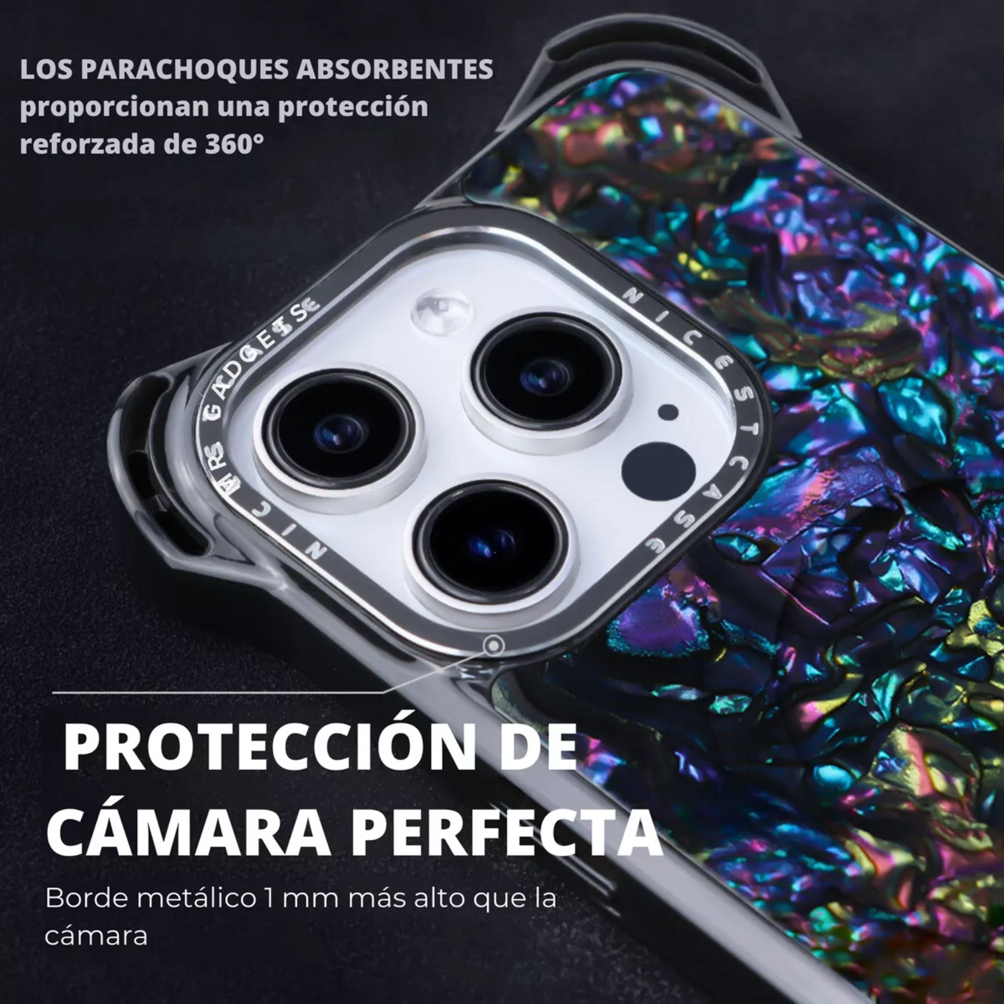 Foto 5 | Funda Uso Rudo Ultra Bounce Concha Nacar Para Iphone 14 Plus/15 Plus Concha Color Negro