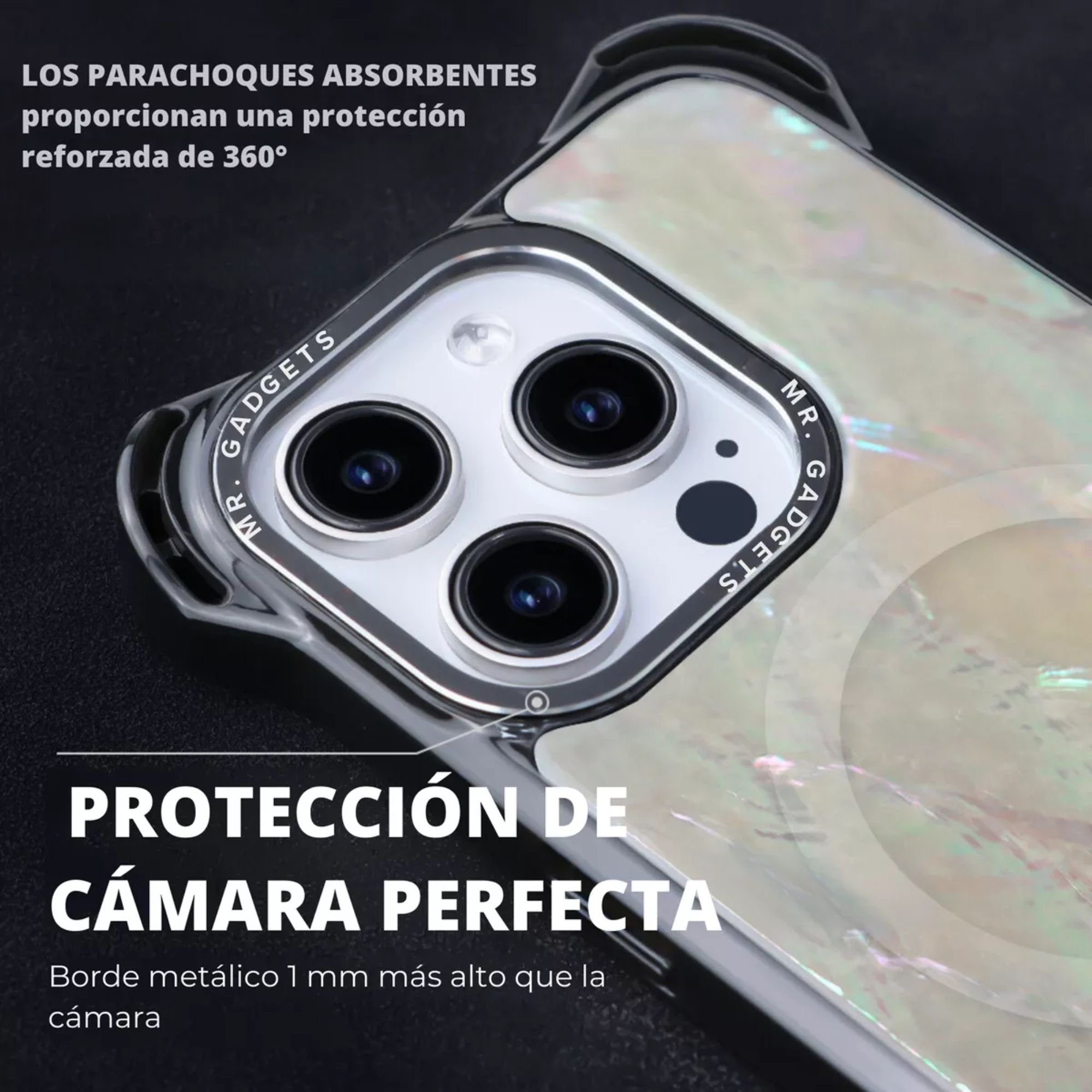 Foto 5 pulgar | Funda Uso Rudo Ultra Bounce Concha Nacar Para Iphone 15 Pro / Concha Color Blanco Magsafe